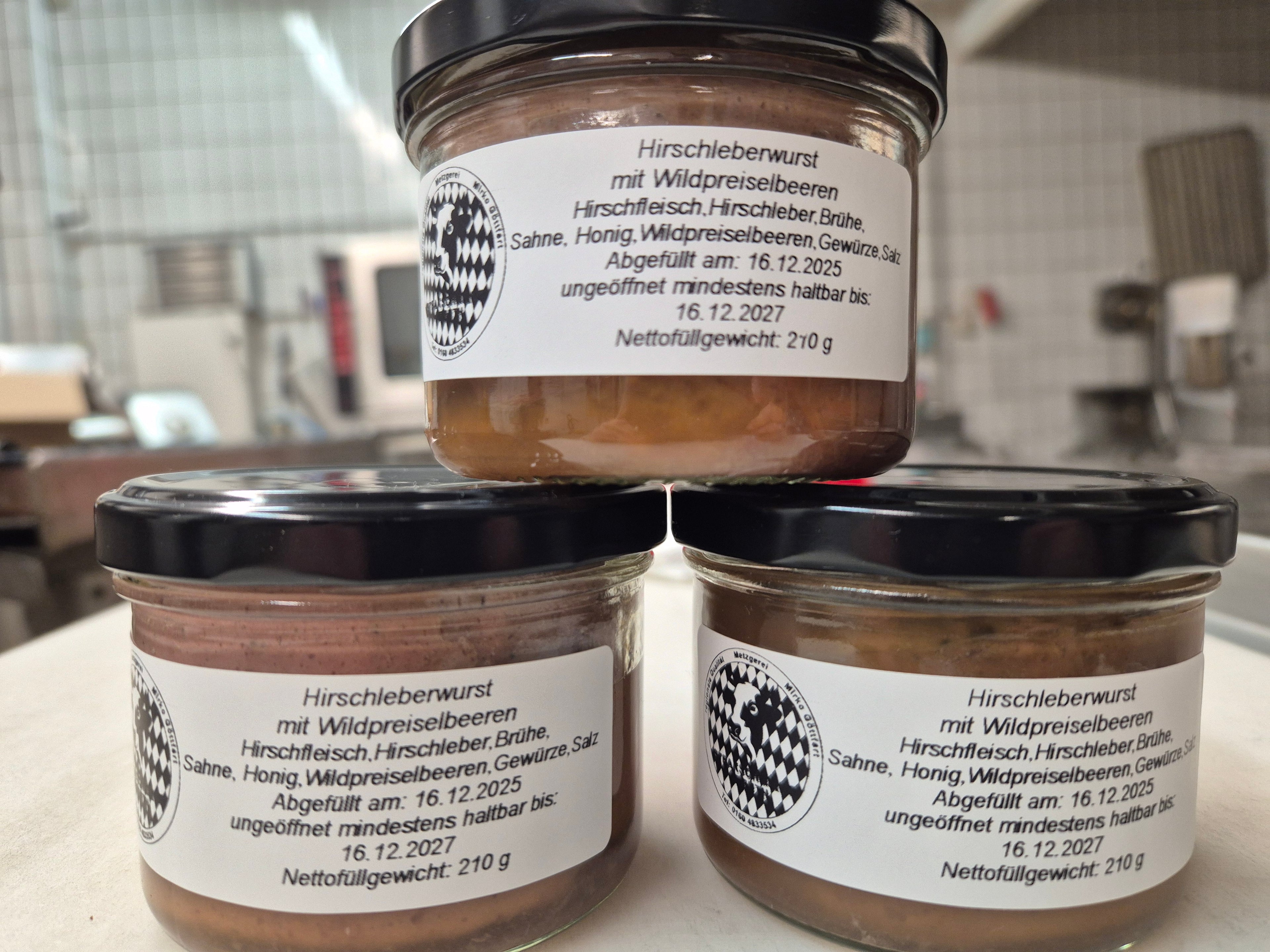 Hirschleberwurst mit Wildpreiselbeeren (220ml)