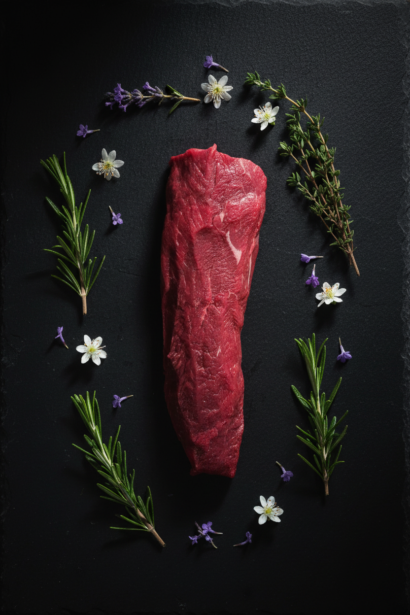 Beef Tenderloin auf schwarzem Schiefer
