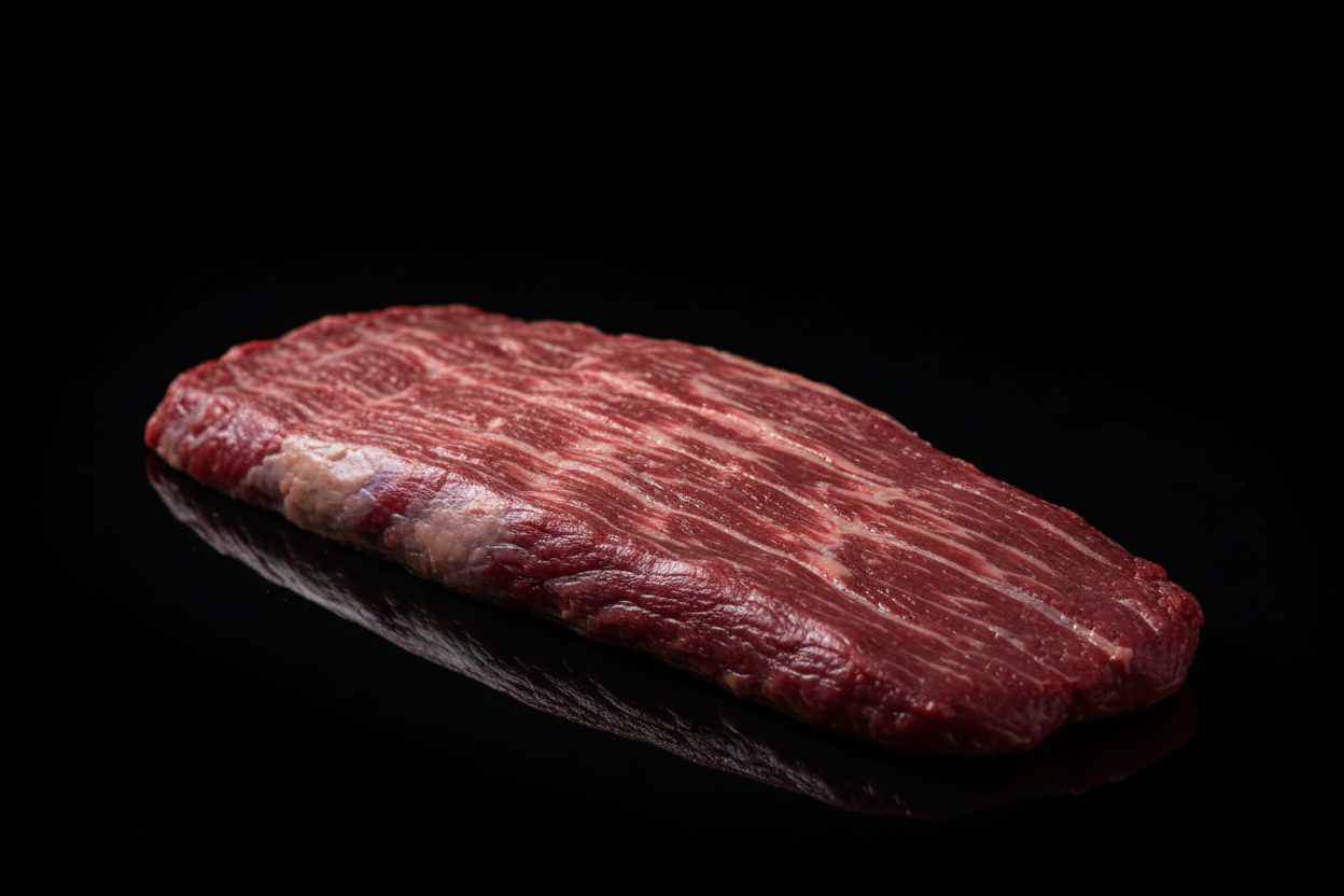 Flanksteak Nahaufnahme mit Faserstruktur