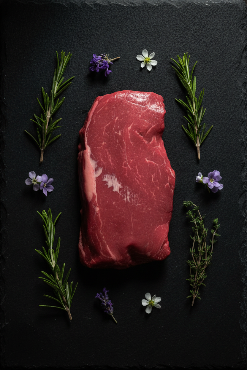 Steak auf schwarzem Schiefer